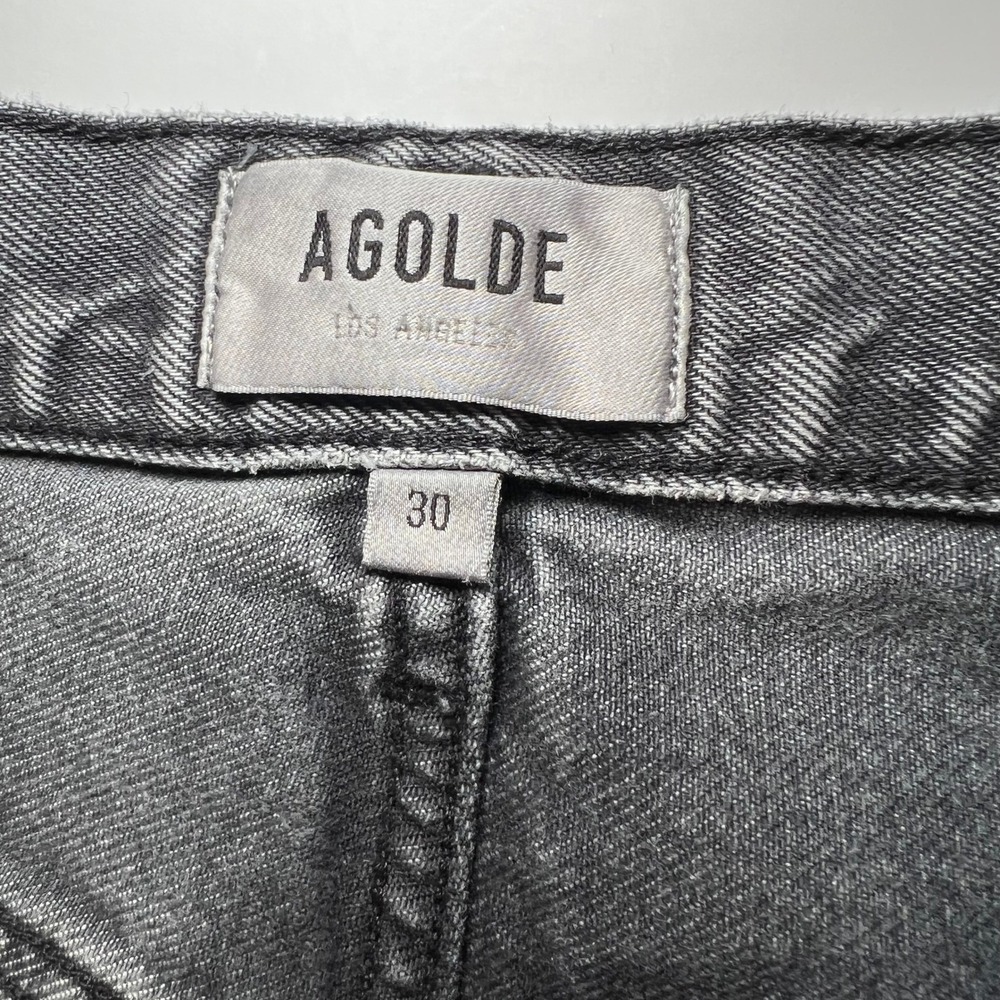 AGOLDE 90's Pinch Waist Jeans Womens 30 Black High Rise Straight Leg Edgy Cotton - Picture 3 of 11